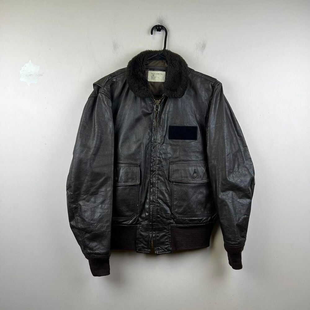 VTG 60s 70s USN TYPE G-1 Bomber Leather Jacket Size M (40)